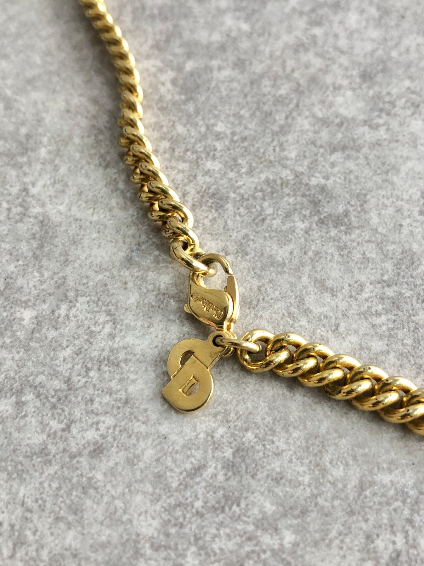 Christian Dior Necklace Gold Vintage 4acwta