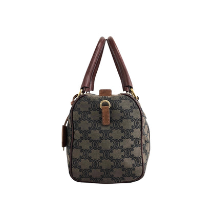 CELINE Triomphe Drawstring Handbag Shoulder bag Gray Vintage kpbwrw