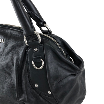 PRADA Logo Two-way Handbag Shoulder bag Black Vintage 28pkhx