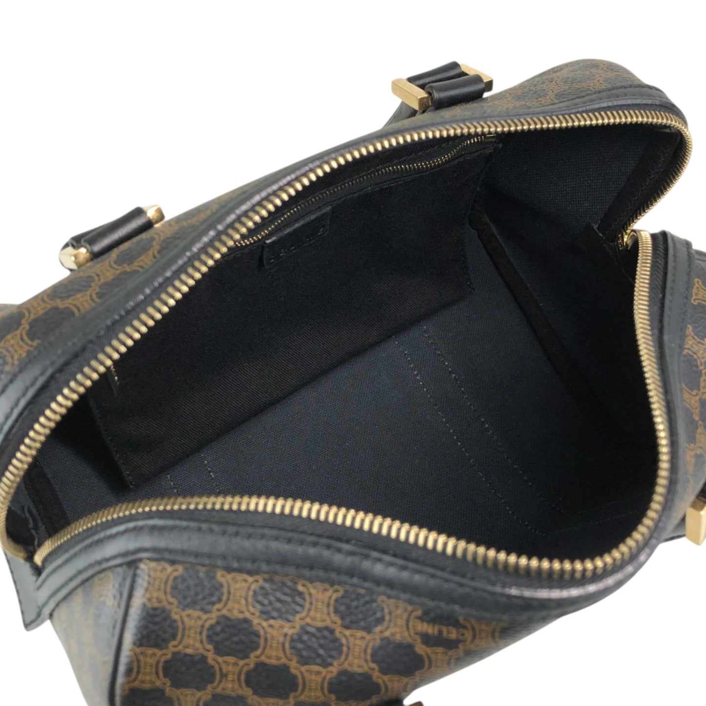 CELINE Macadam Small Boston bag Handbag Black Vintage py4p2e