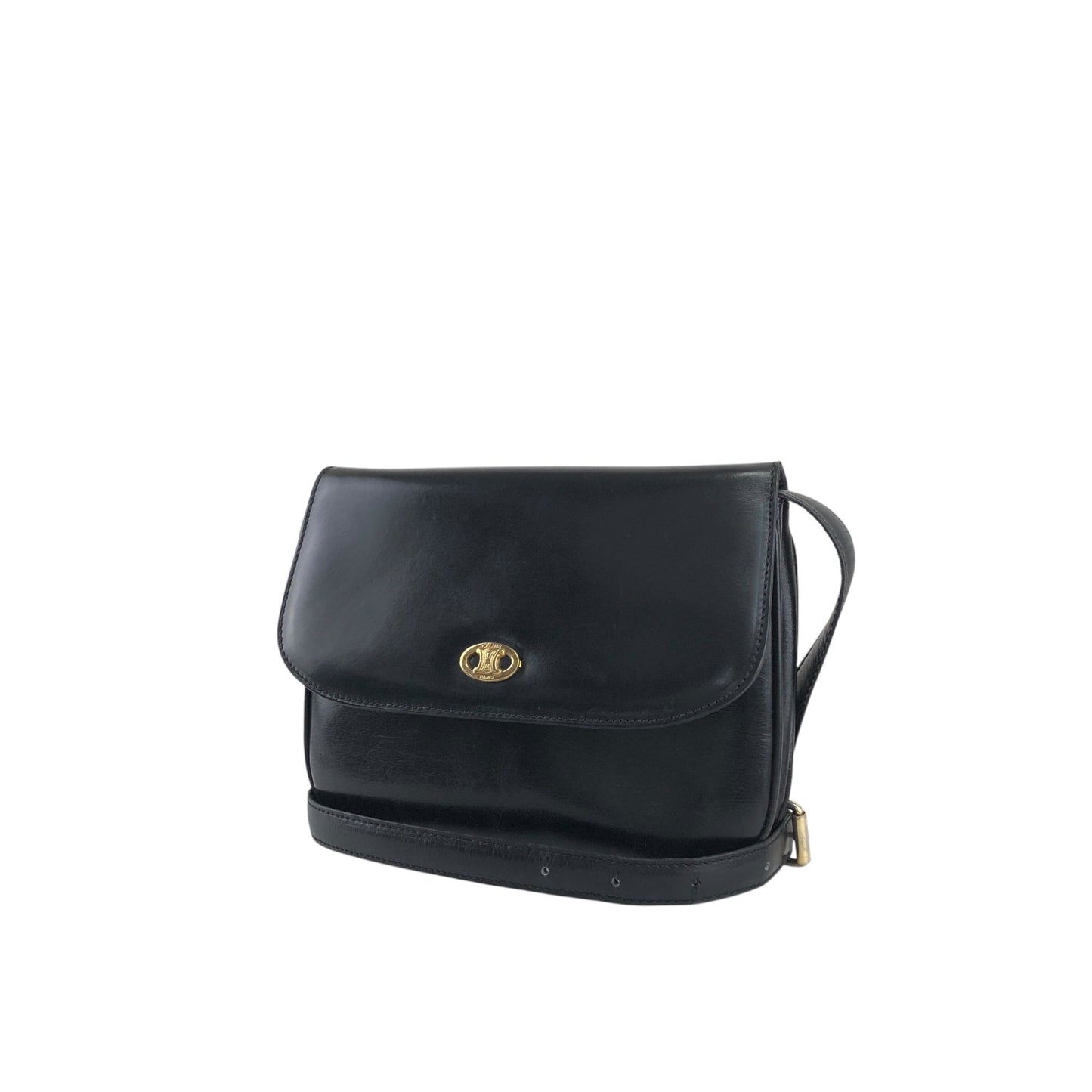 CELINE Blason Shoulder bag Black Vintage 533ix8