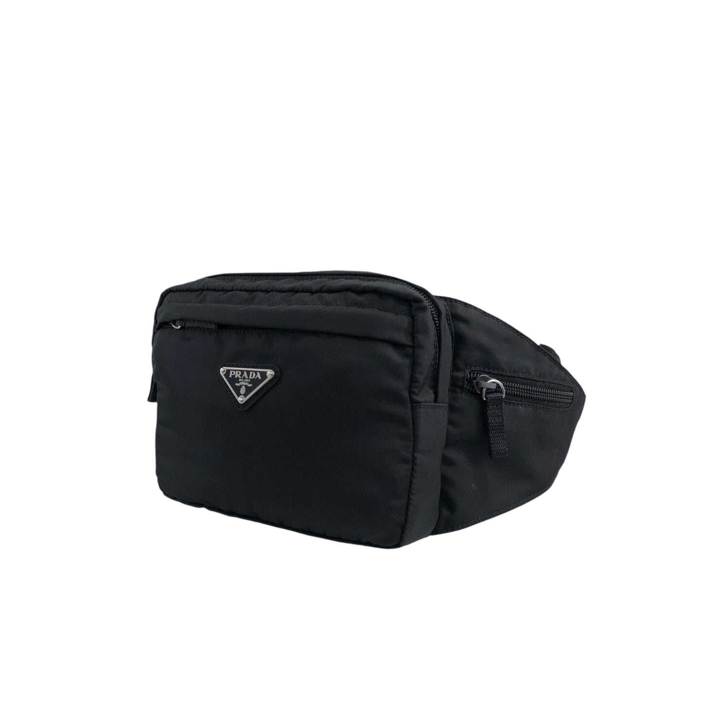 PRADA Tessuto Triangle Logo Sling bag Shoulder bag Black Vintage 58ccjt