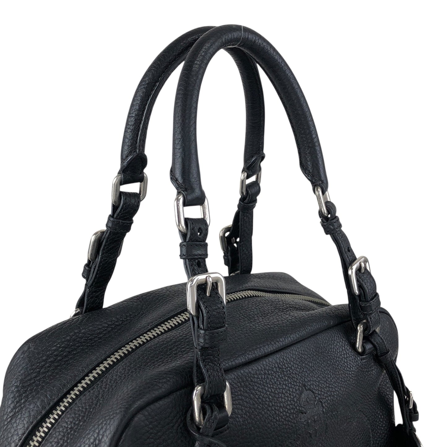 PRADA Logo Embossed Small Boston bag Handbag Black Vintage maefbu