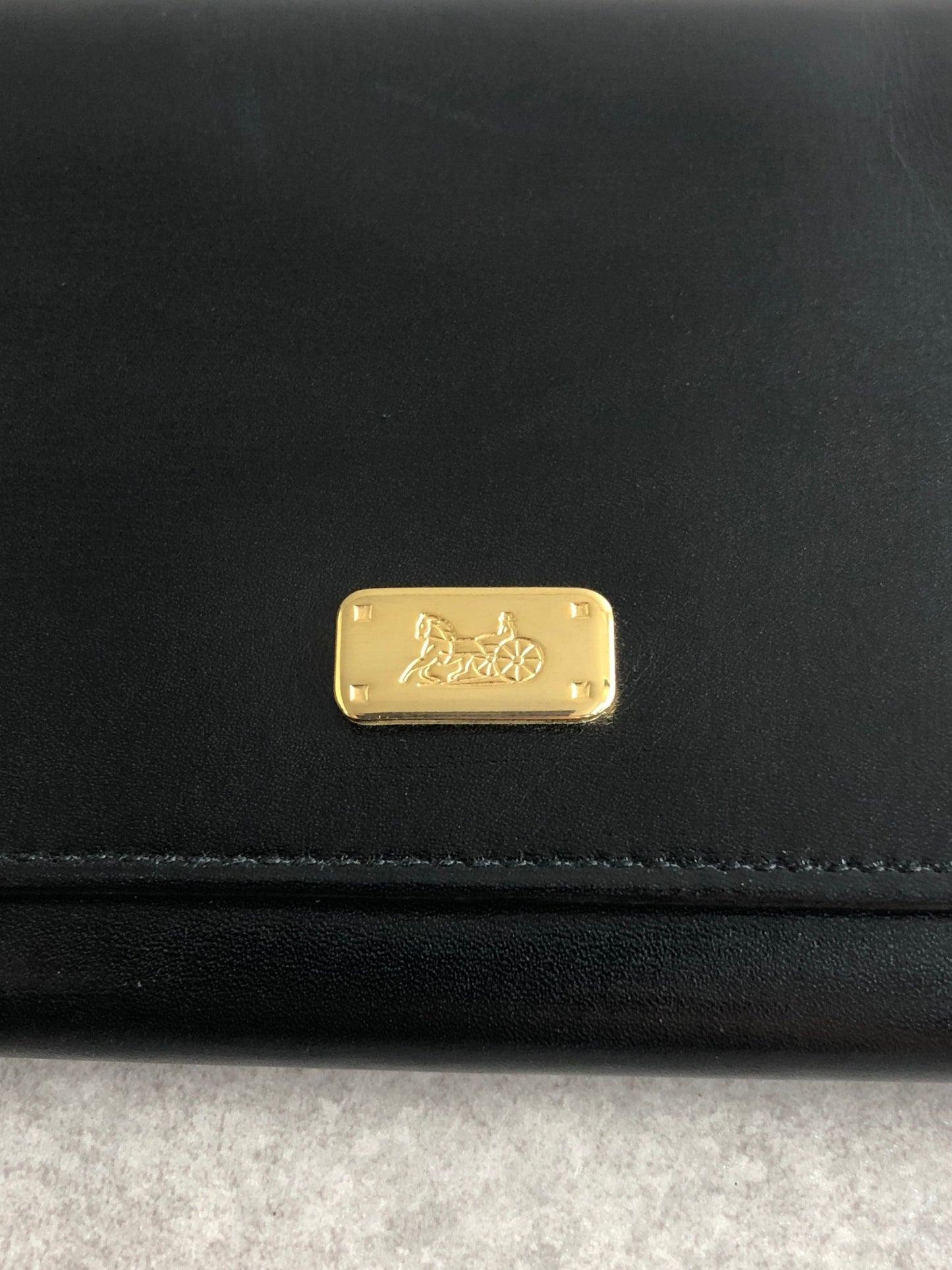 CELINE Horse Carriage Trifold Wallet Black Vintage 4azh3v