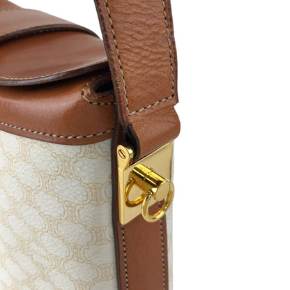 CELINE Macadam Gancini Shoulder bag White×Brown Vintage gt3h8m