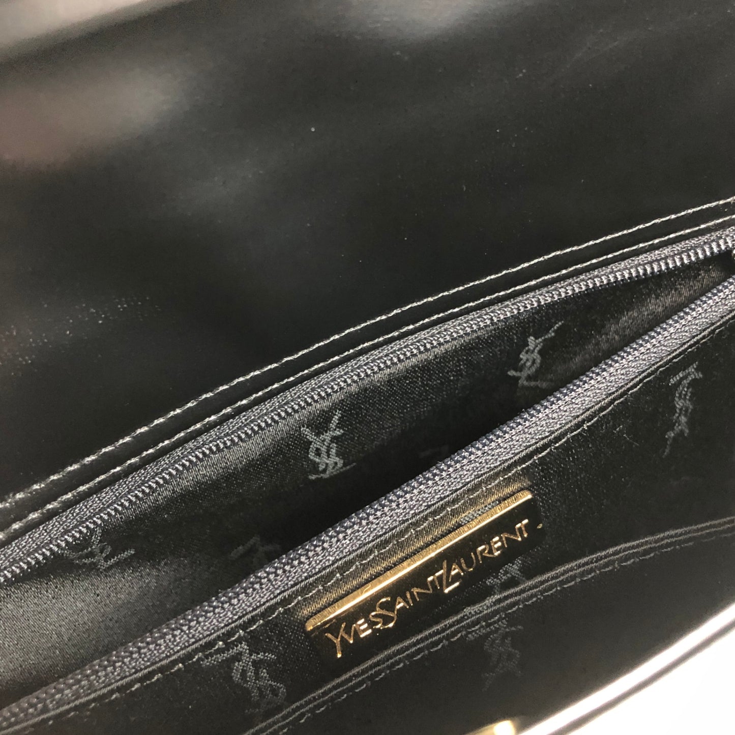 Yves Saint Laurent YSL Logo Handbag Black Vintage saezt8