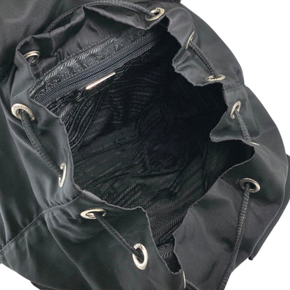 PRADA Tessuto Triangle Logo Double Pocket Backpack Black Vintage vsidzm