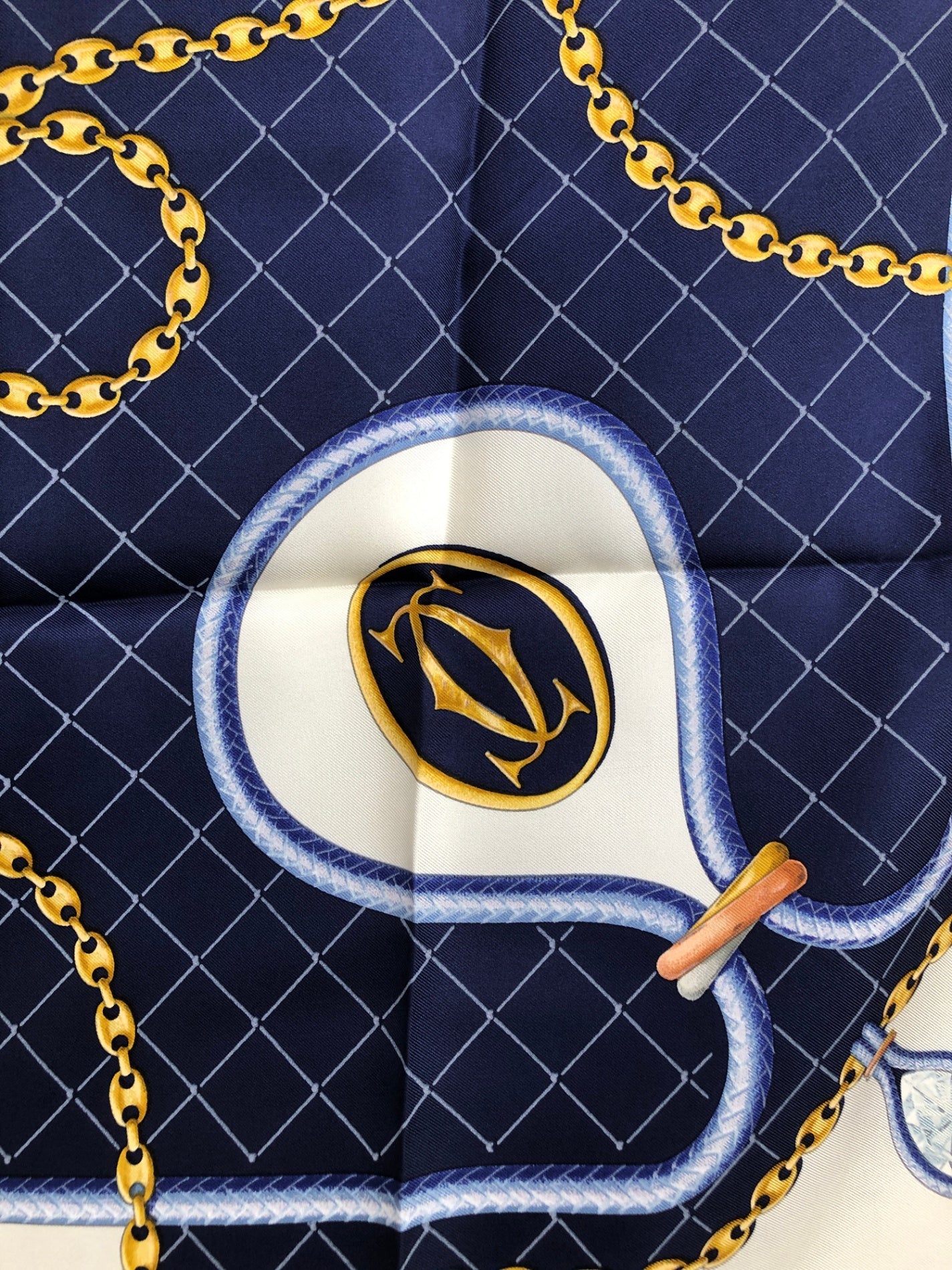 Cartier Scarf Blue×White Vintage xwy6zt