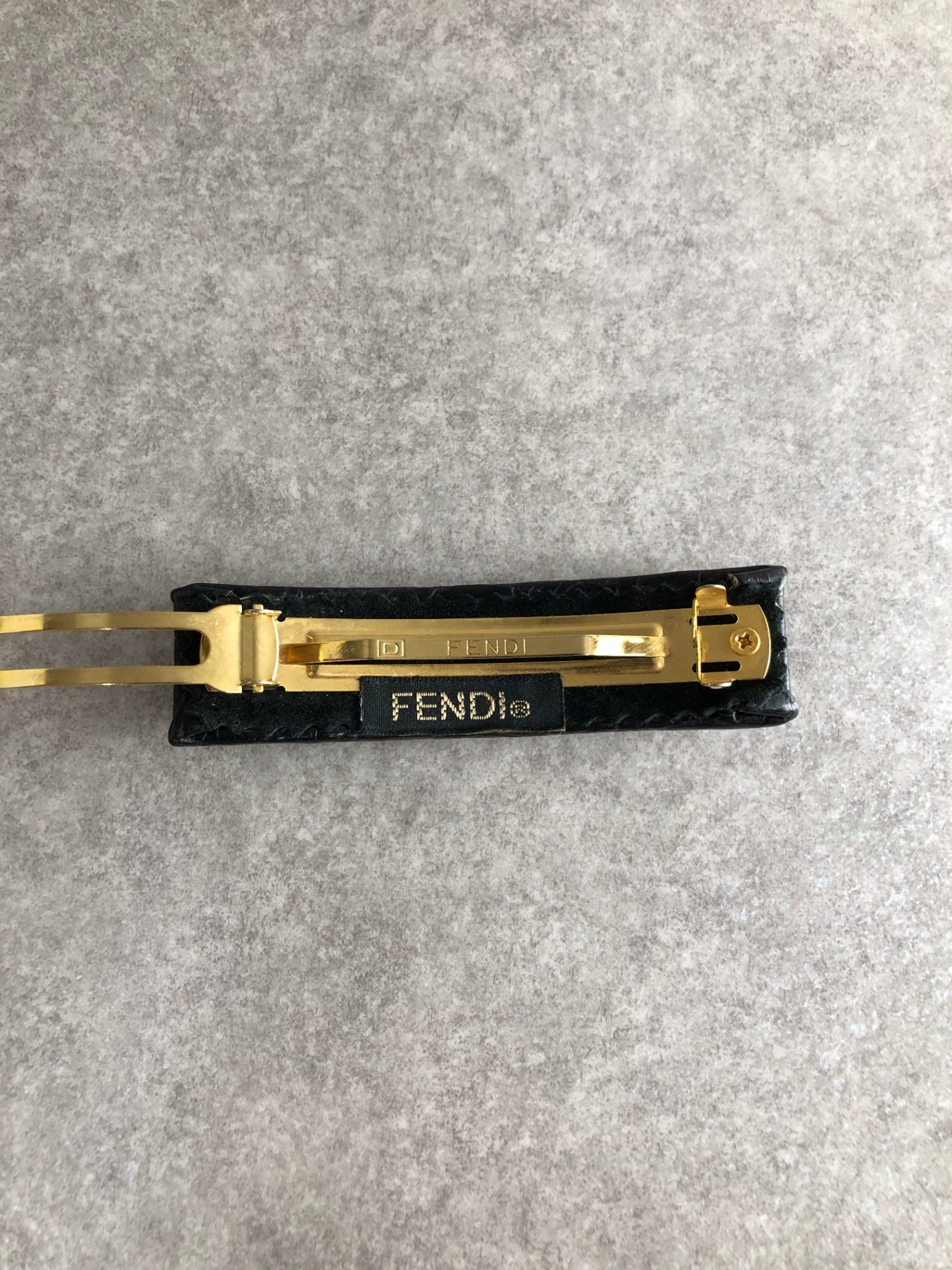 FENDI Logo Barrette Black Vintage u68diu