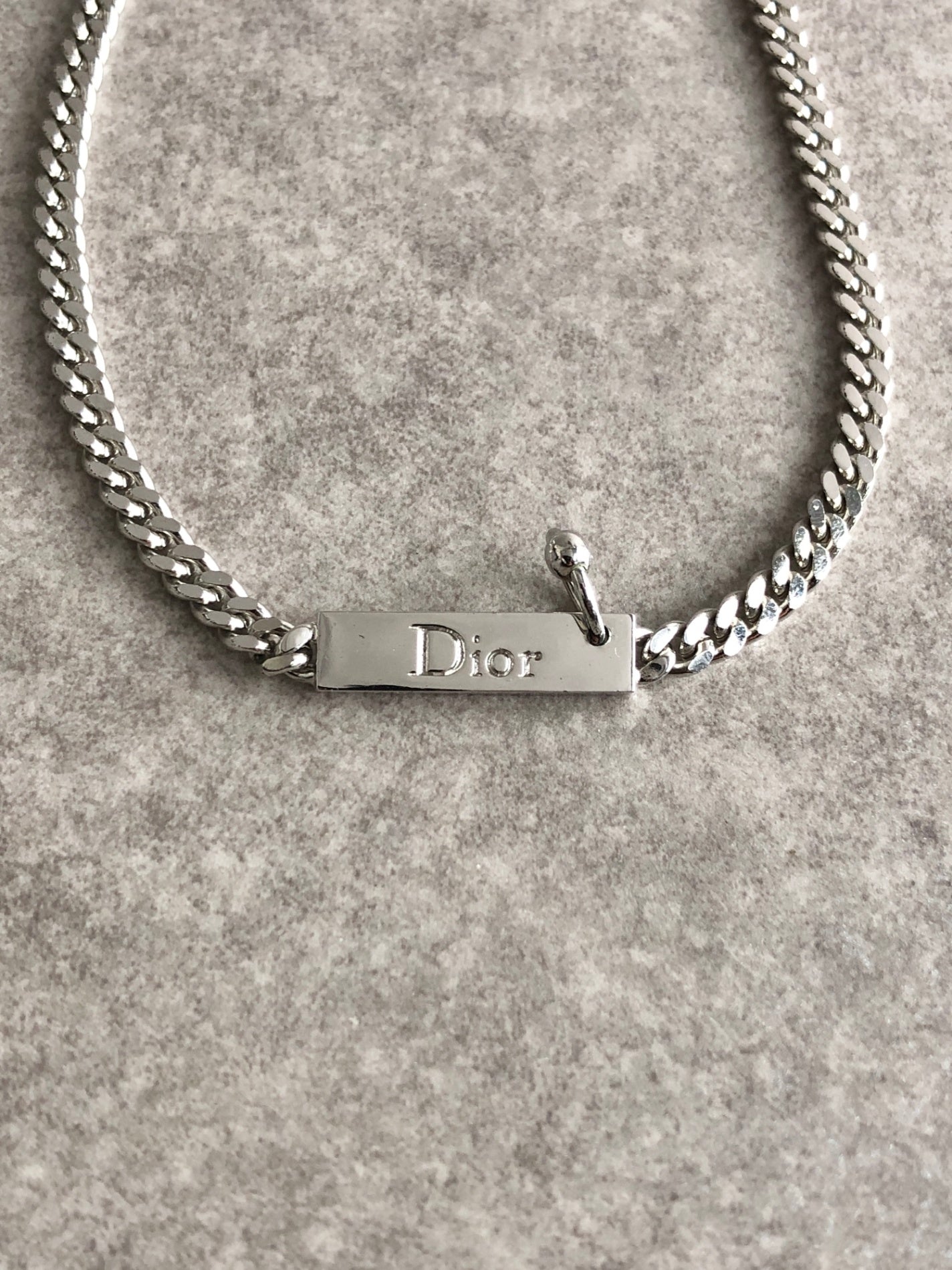 Christian Dior Logo Motif Necklace Silver Vintage 35bccv