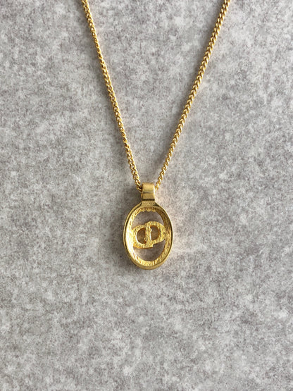 Christian Dior CD Logo Necklace Gold Vintage hvgxsk