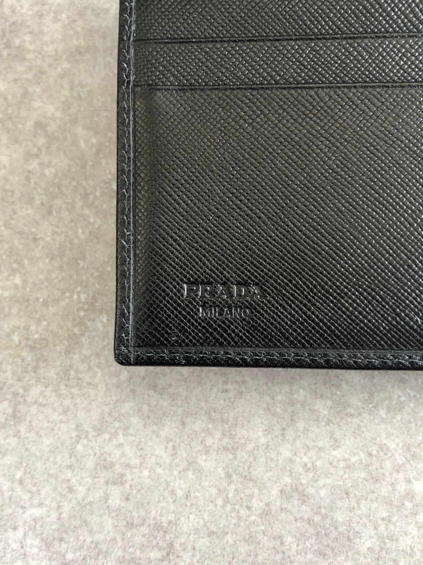 PRADA Logo Embossed Folded Wallet Black Vintage g5i3kc