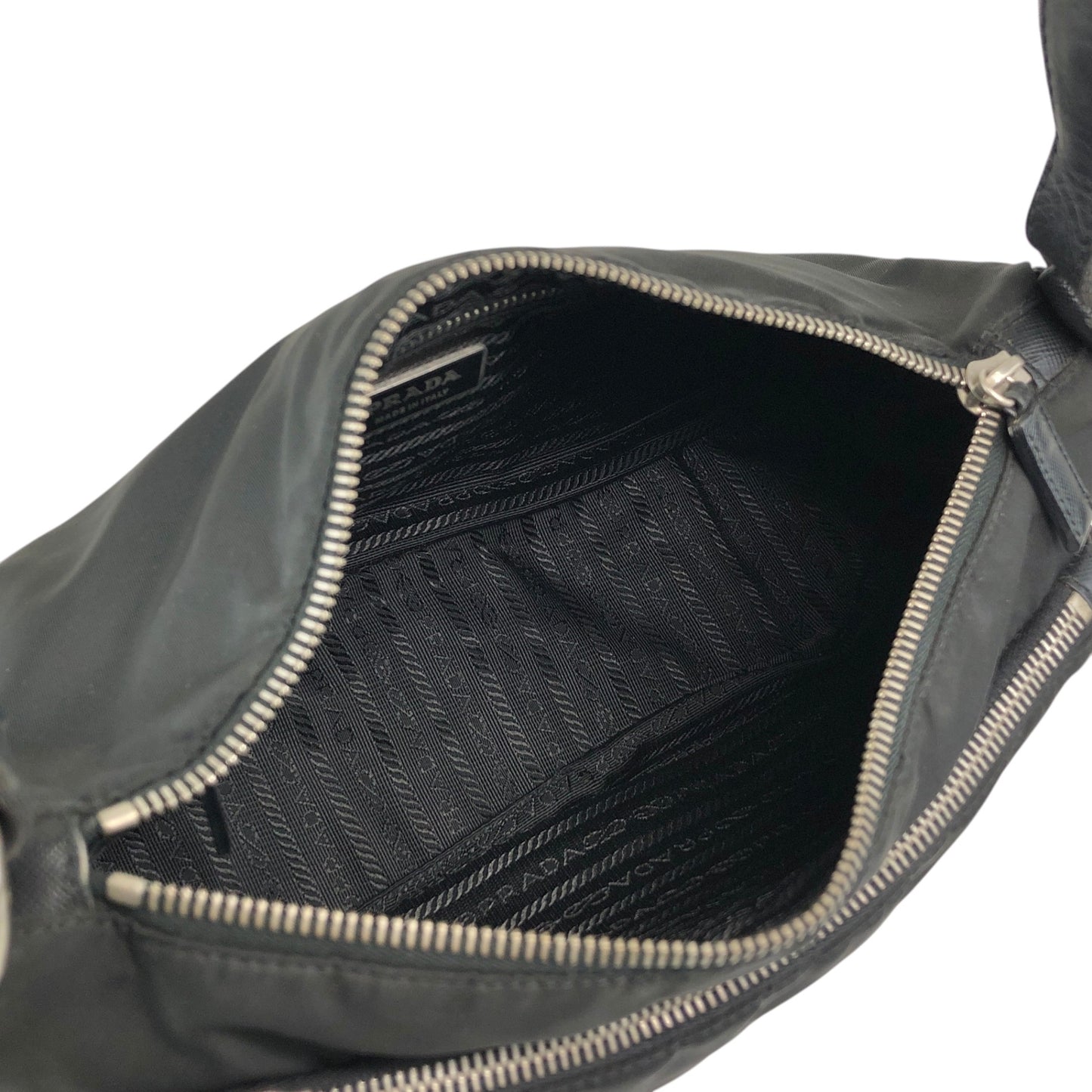 PRADA Tessuto Triangle Logo Shoulder bag Hobobag Black Vintage uxyr4i