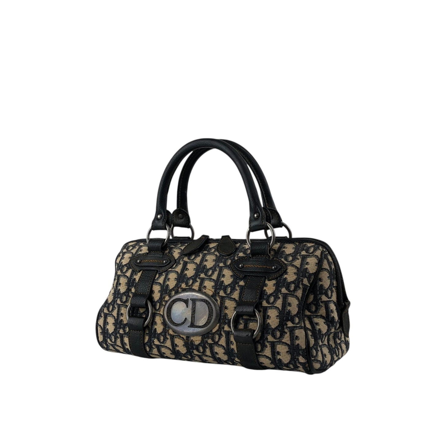 Christian Dior Trotter Small Boston bag Handbag Navy Vintage yrrvj3