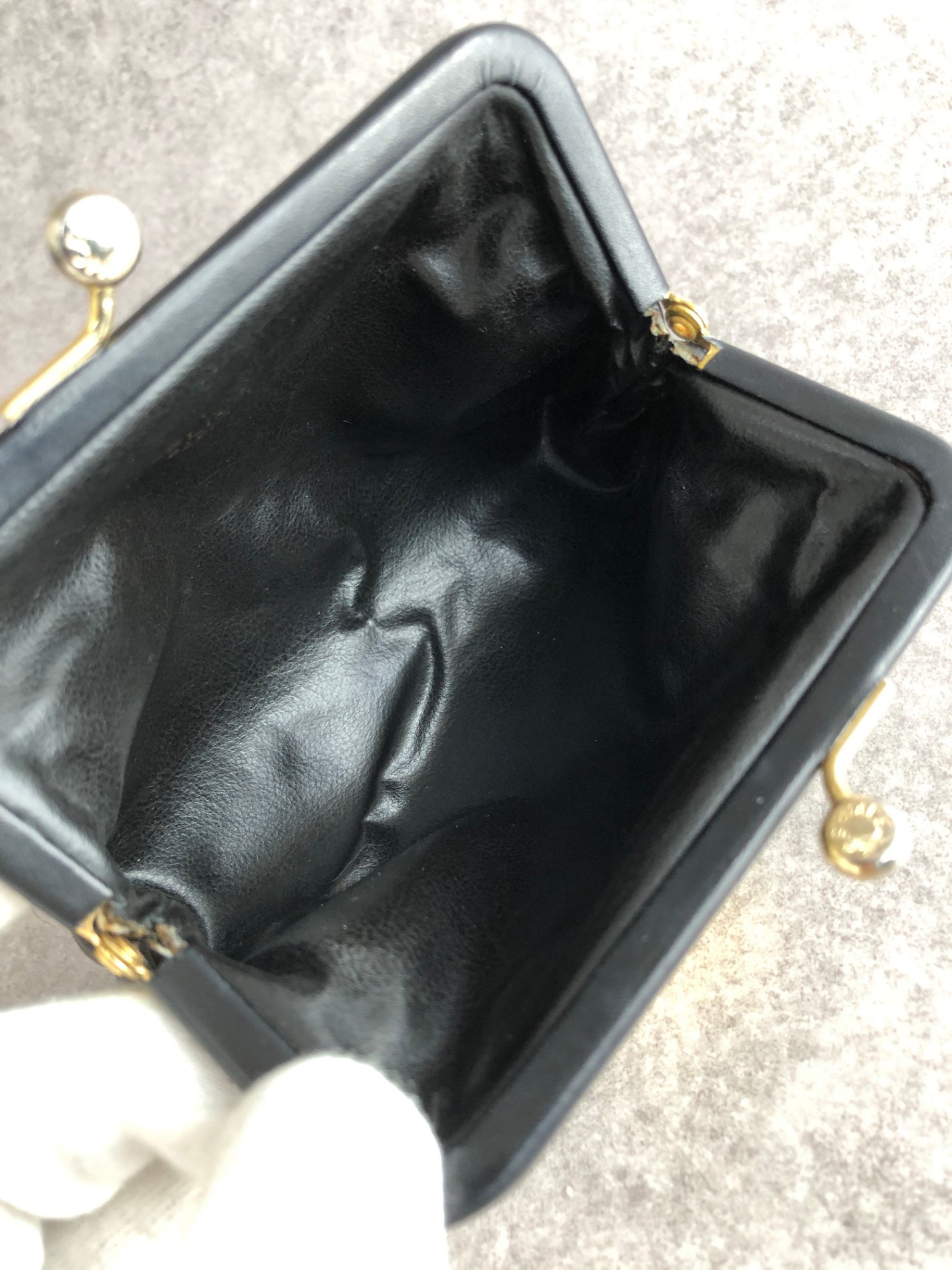 CELINE Logo Metal Clasp Coin Purse Black Vintage z4abfu