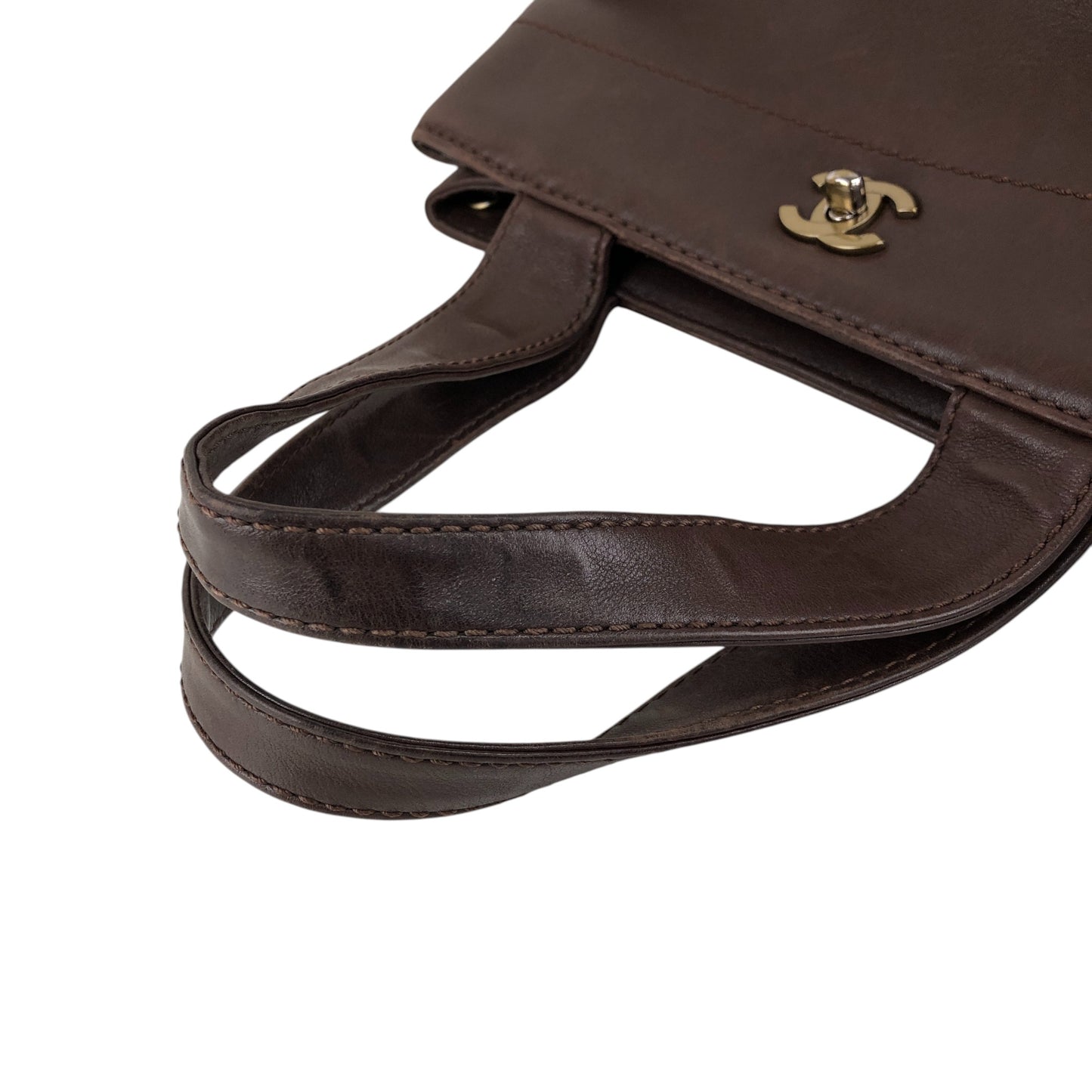 CHANEL Coco Mark Turn Lock Two-way Handbag Shoulder bag Brown Vintage kkmbzd