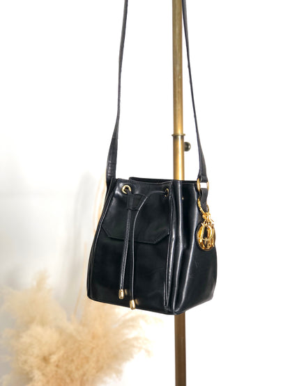 Christian Dior Logo Charm Small Shoulder bag Black Vintage gpxtra