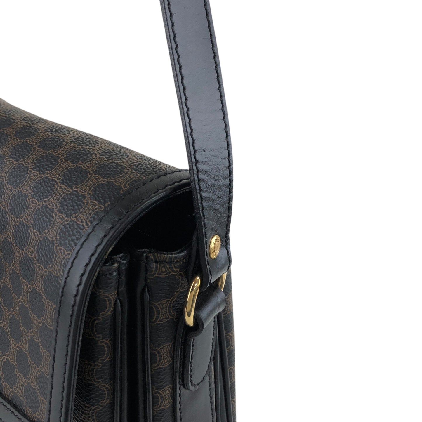CELINE Macadam Front Buckle Shoulder bag Black Vintage n5nr8t