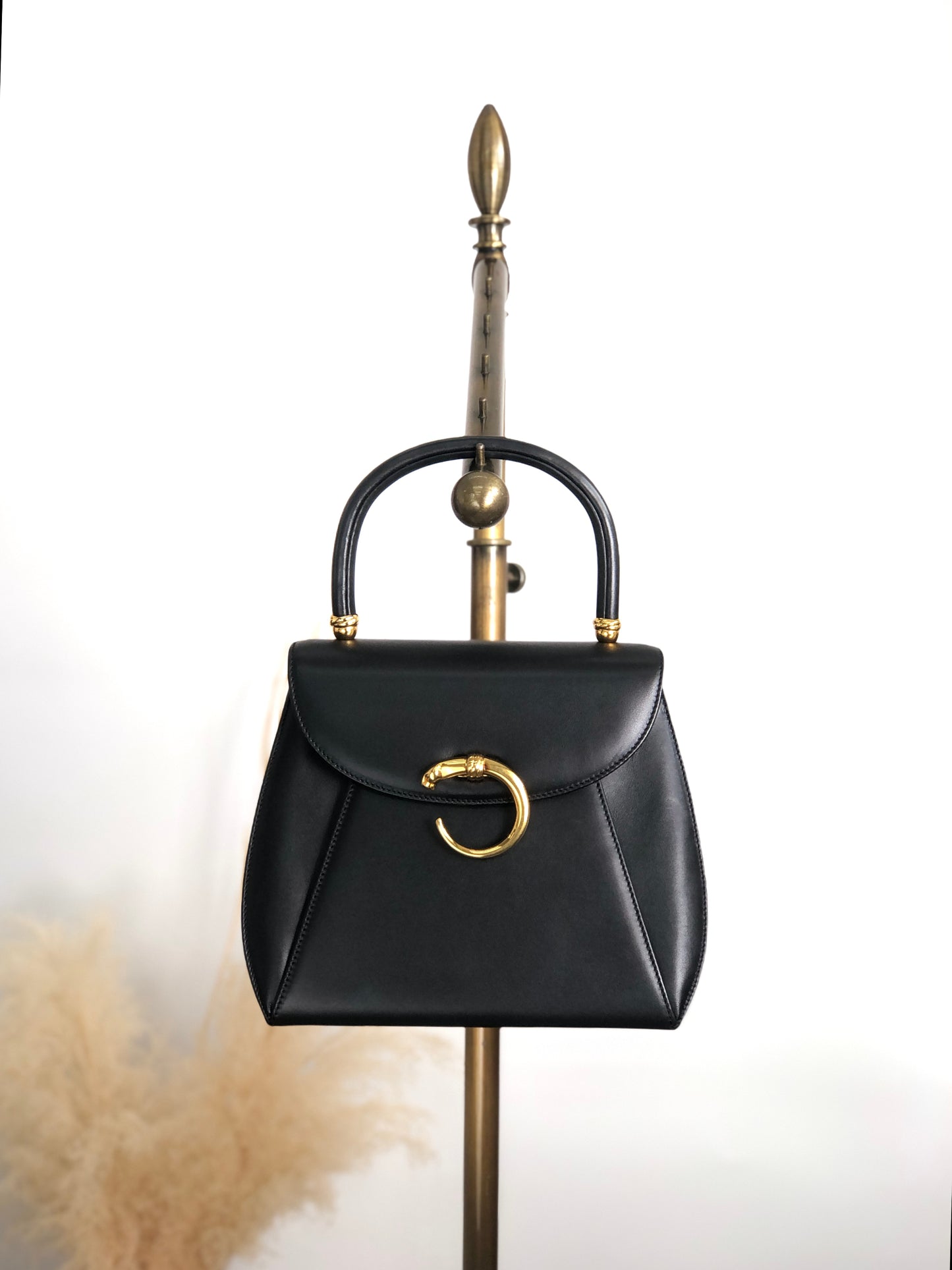 Cartier Top Handle Handbag Black Vintage dtgya8