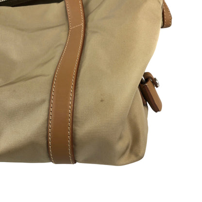 PRADA Tessuto Triangle Logo Small Boston bag Handbag Beige Vintage ib6juf