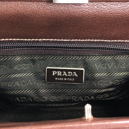 PRADA Metal Clasp Handbag Brown Vintage zwwp2k