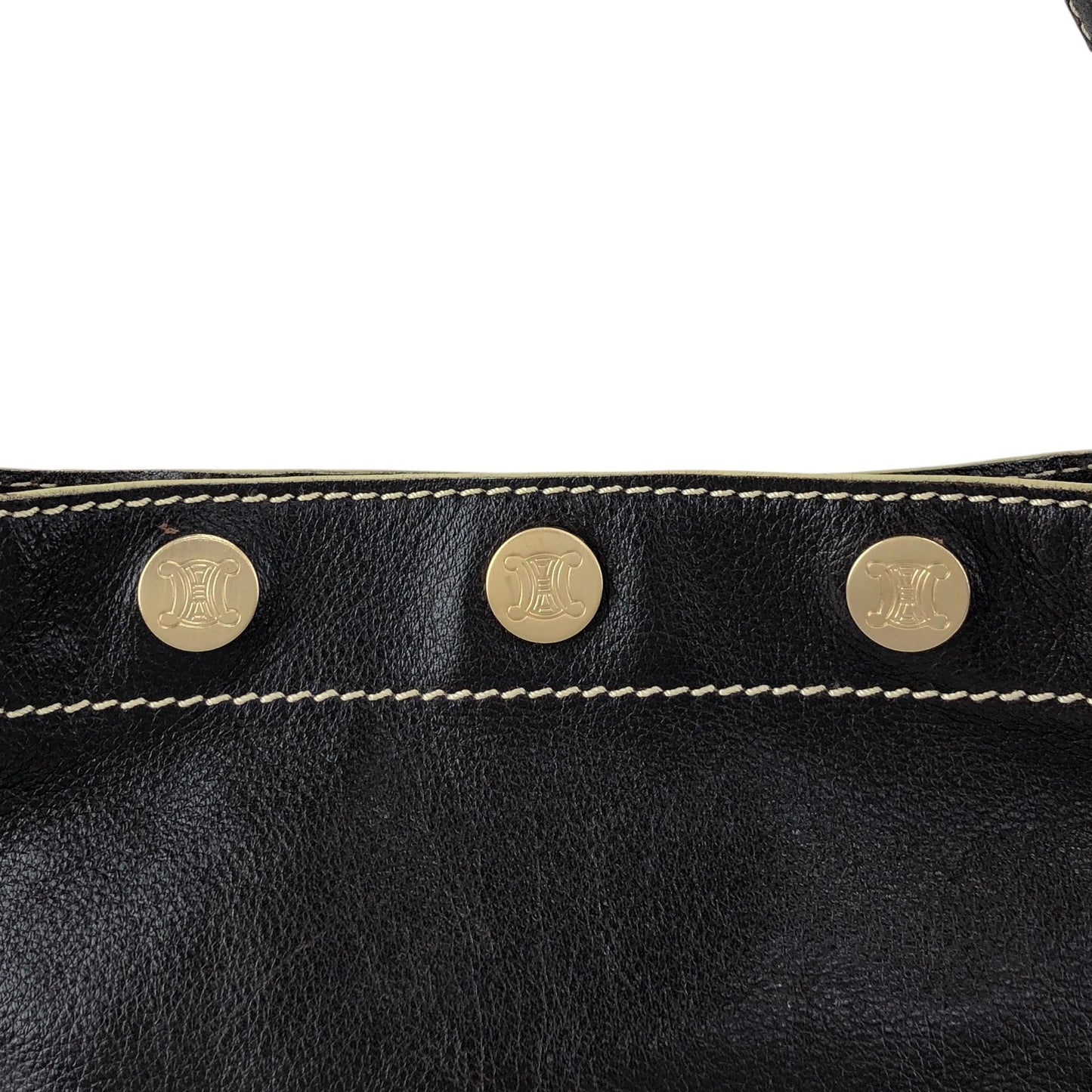 CELINE Blason Shoulder bag Hobobag Brown Vintage 4ykatc