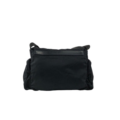 PRADA Tessuto Triangle Logo Front Buckle Side Pocket Shoulder bag Black Vintage 75anhg