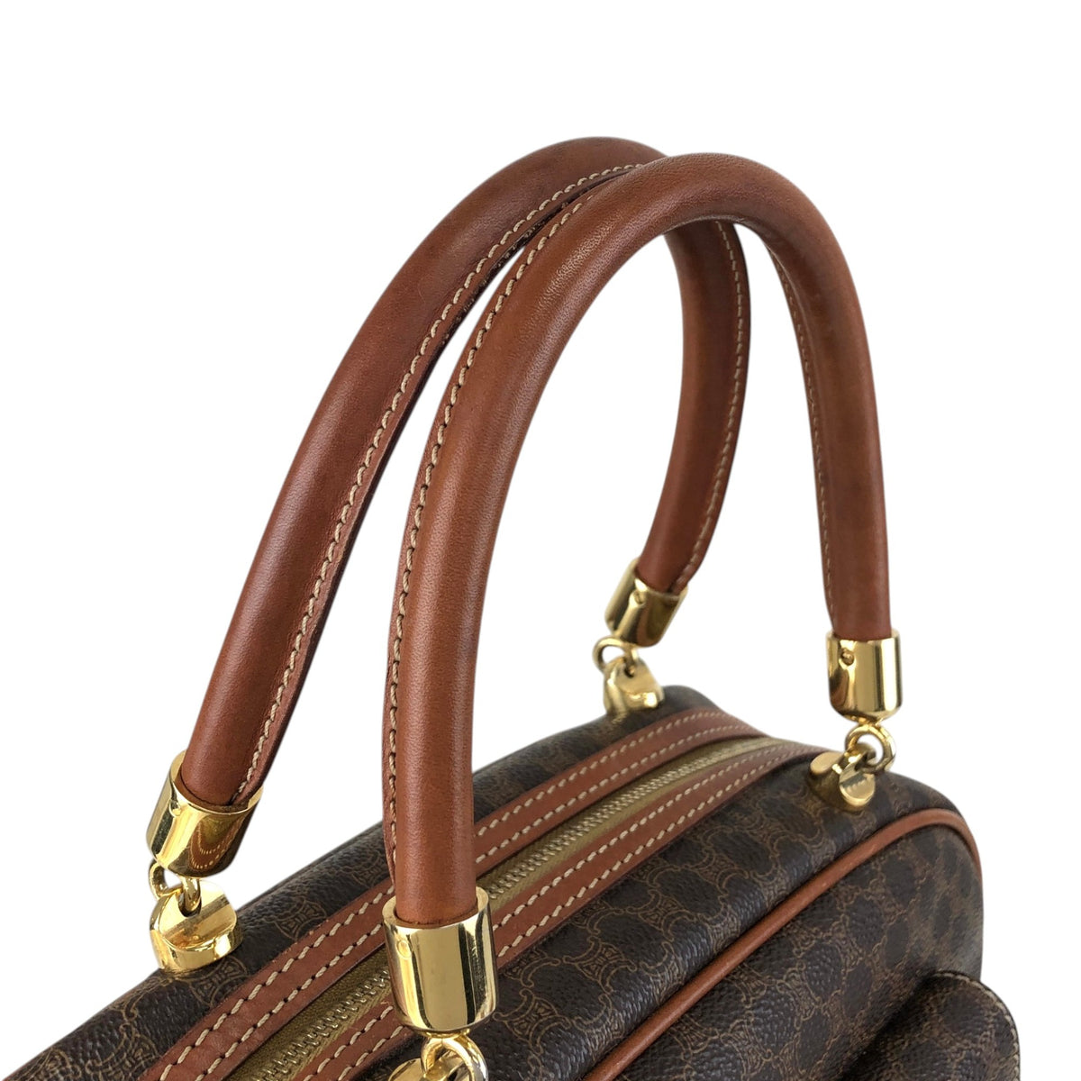 CELINE Macadam Blason Handbag Brown Vintage 623s5d