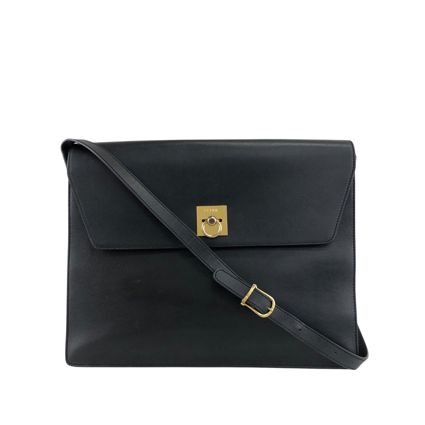 CELINE Gancini Shoulder bag Black Vintage 5p7kss
