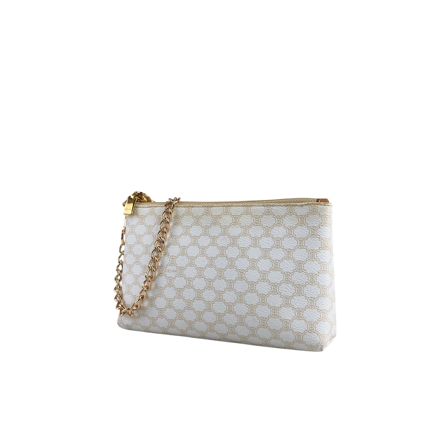 CELINE Macadam Small Handbag Pouch White Vintage e2s6ad
