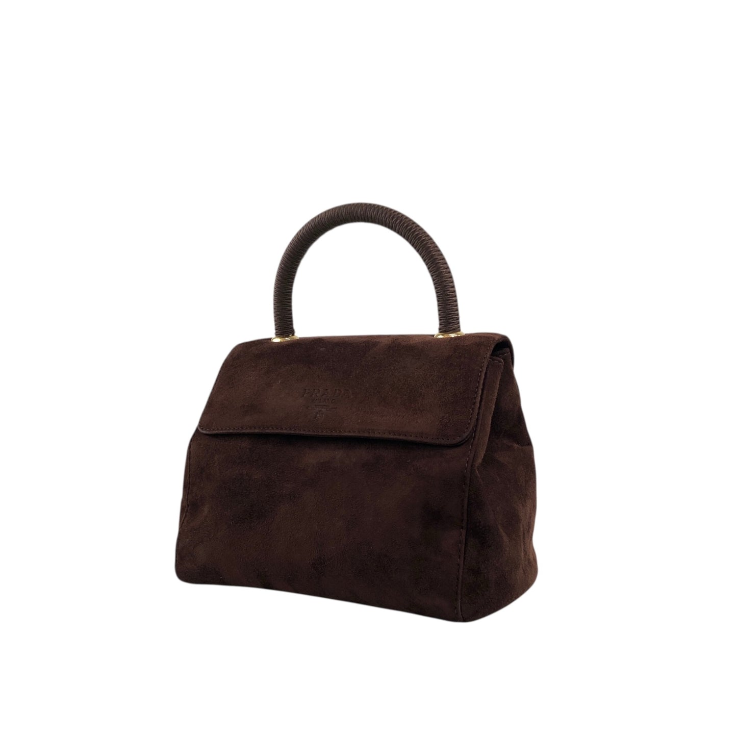 PRADA Logo Handbag Brown Vintage 8st8tj