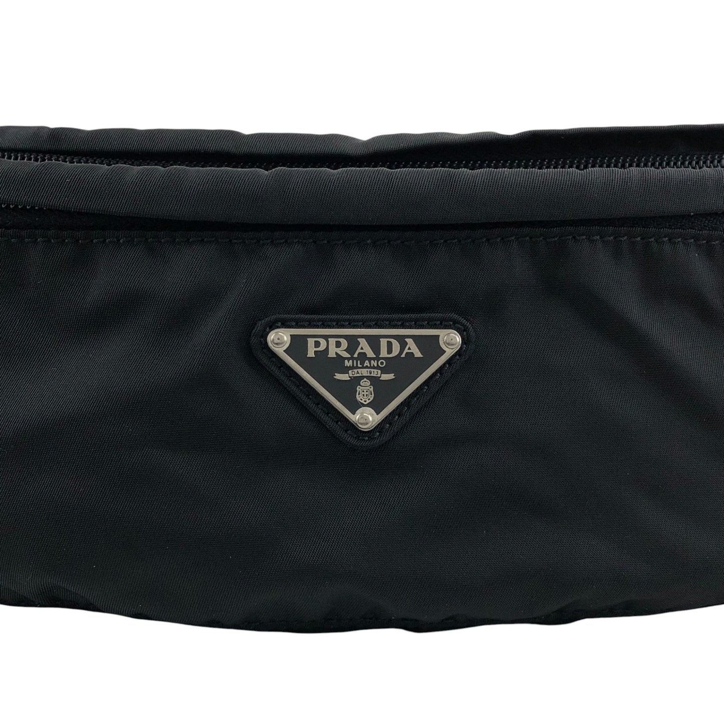 PRADA Tessuto Triangle Logo Sling bag Black Vintage n5nfph
