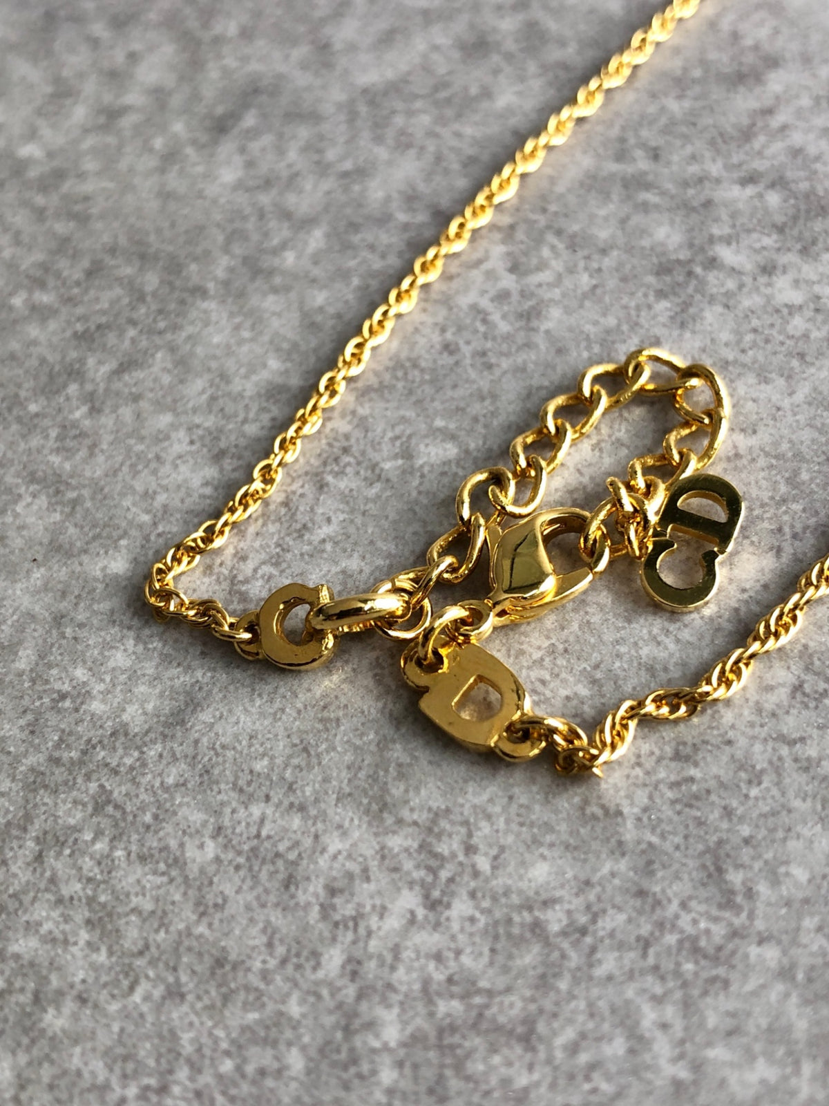 Christian Dior Logo Motif Necklace Gold Vintage 8injsr