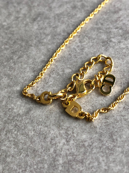 Christian Dior Logo Motif Necklace Gold Vintage 8injsr