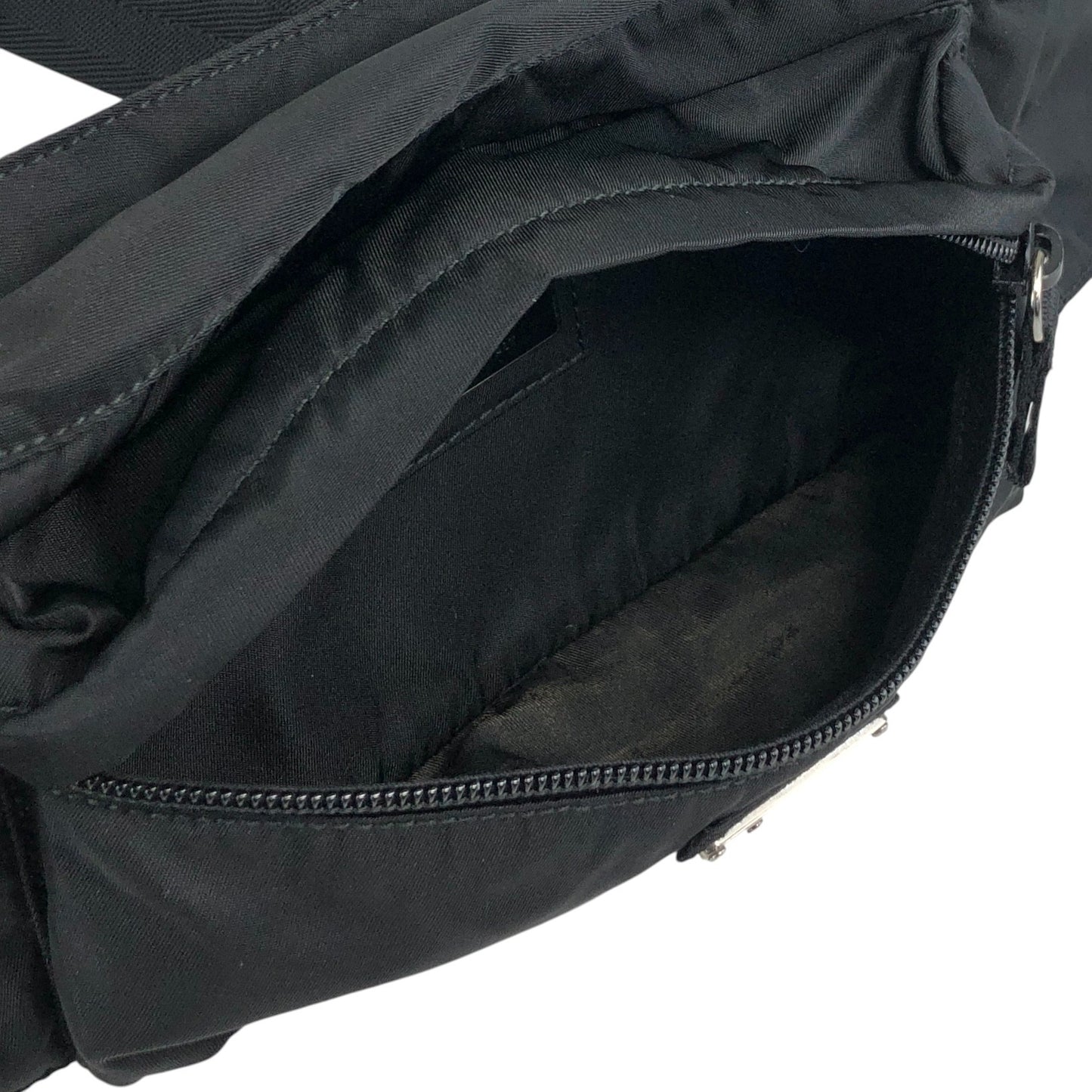 PRADA Tessuto Triangle Logo Sling bag Black Vintage hpnycc