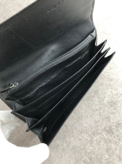 PRADA Triangle Logo Folded Wallet Black Vintage dwgxzb