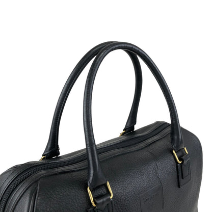 BURBERRY Logo Embossed Handbag Boston bag Black Vintage 2cz4a2