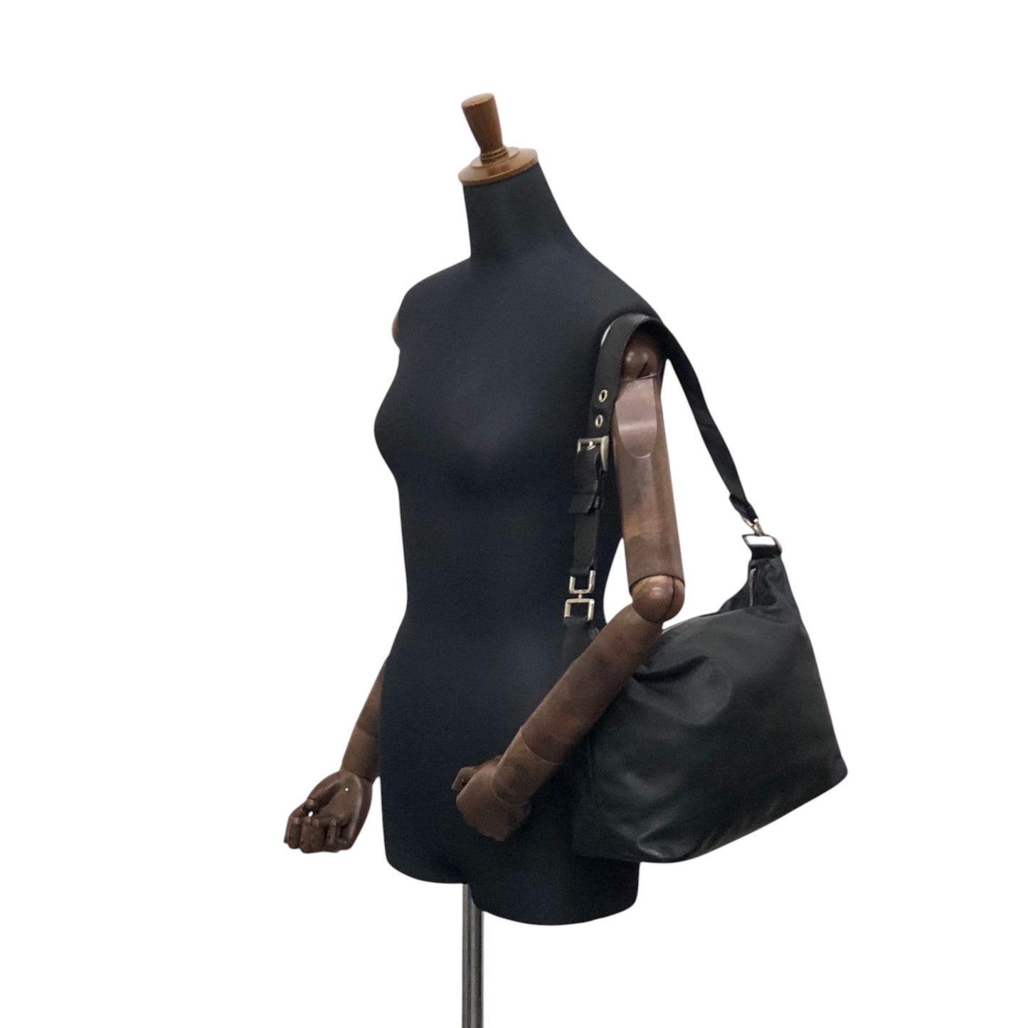 PRADA Logo Embossed Shoulder bag Hobobag Brown Vintage d2egiw