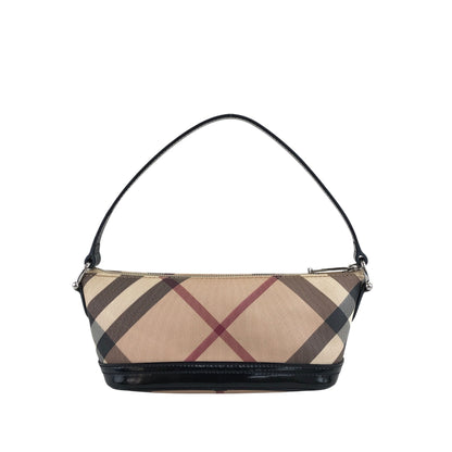 BURBERRY Mega Check Small Handbag Hobobag Beige Vintage yrm78p