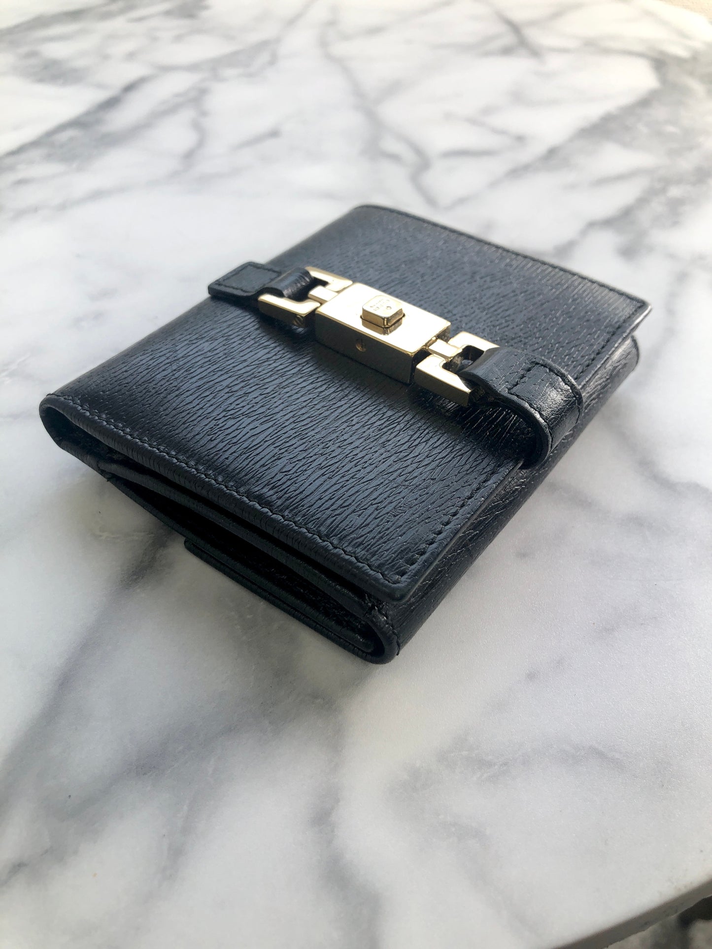 GUCCI Jackie Folded Wallet Black Vintage zawye6