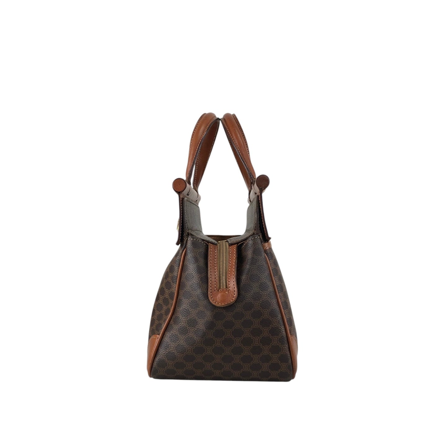 CELINE Macadam Blason Front Buckle Handbag Brown Vintage kaare7