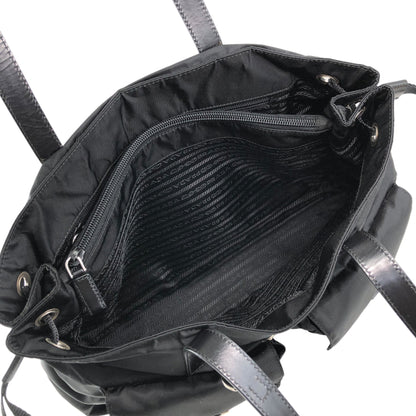 PRADA Tessuto Triangle logo Double Pocket Totebag Black Vintage xrhmgf