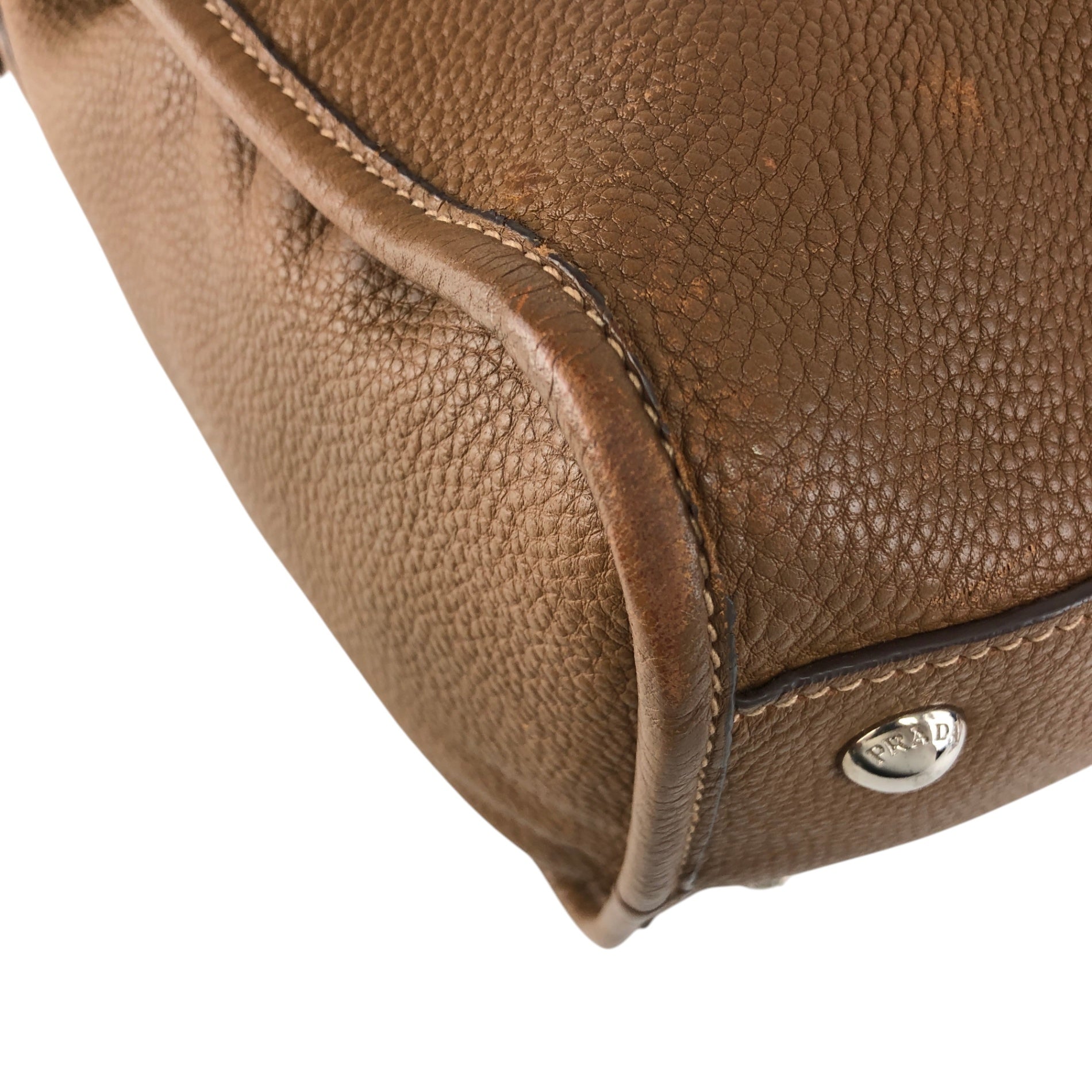 PRADA VITELLO PHENIX Two-way Handbag Shoulder bag Brown BL0805