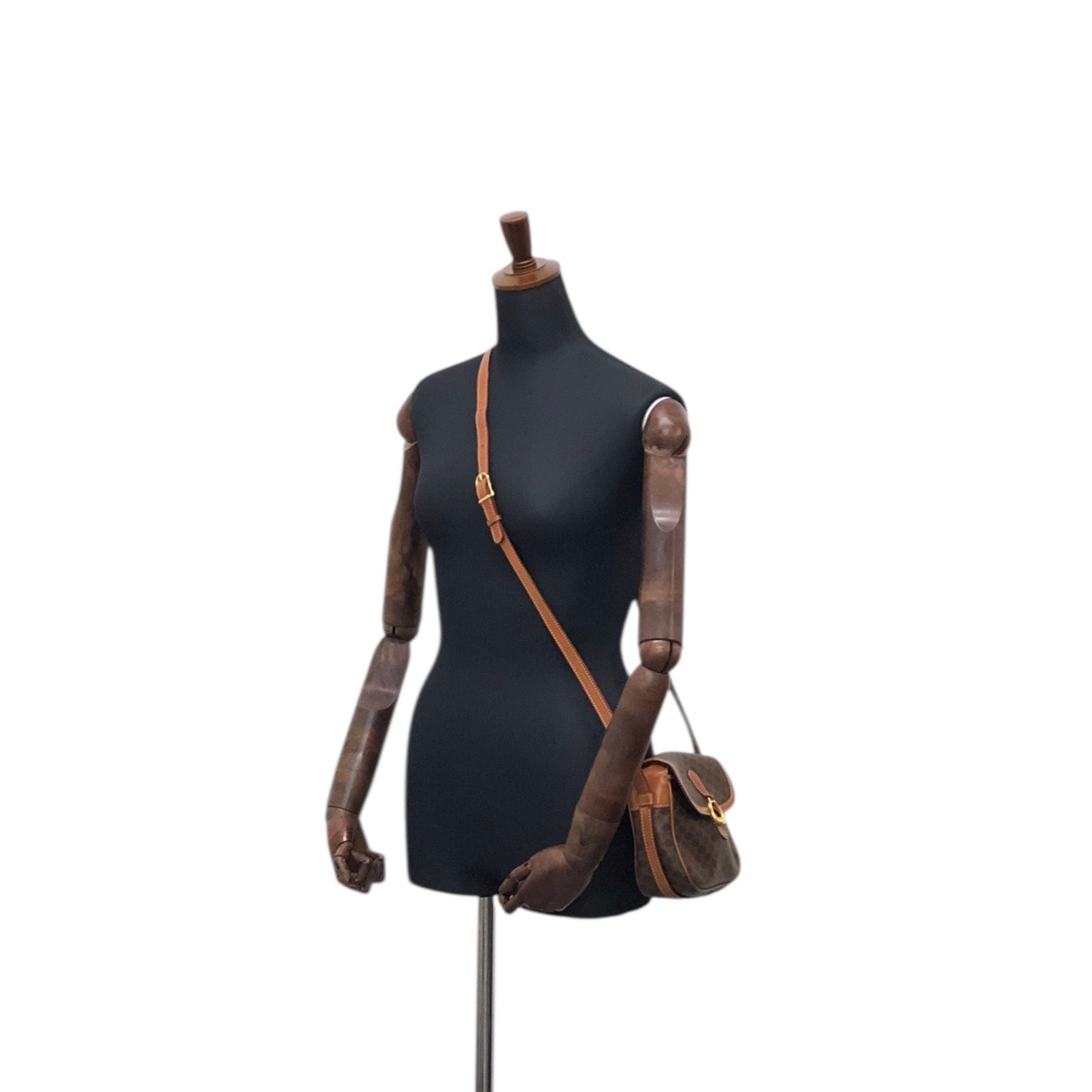 CELINE Macadam Horse Bit Shoulder bag Brown Vintage vxdzgh