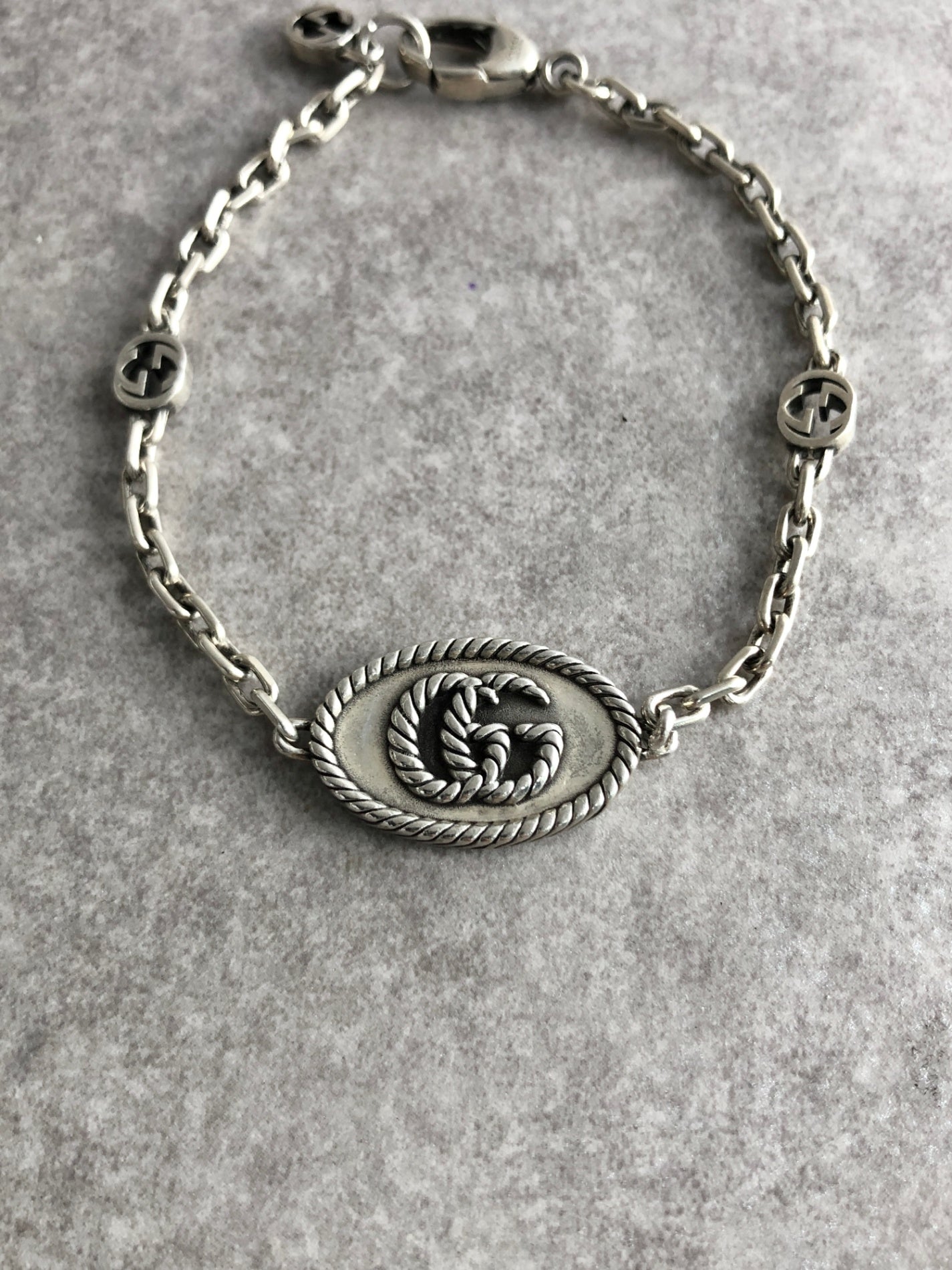 GUCCI Logo SILVER925 Bracelet Silver Vintage kacwvc
