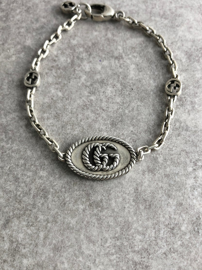 GUCCI Logo SILVER925 Bracelet Silver Vintage kacwvc