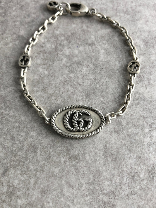 GUCCI Logo SILVER925 Bracelet Silver Vintage kacwvc