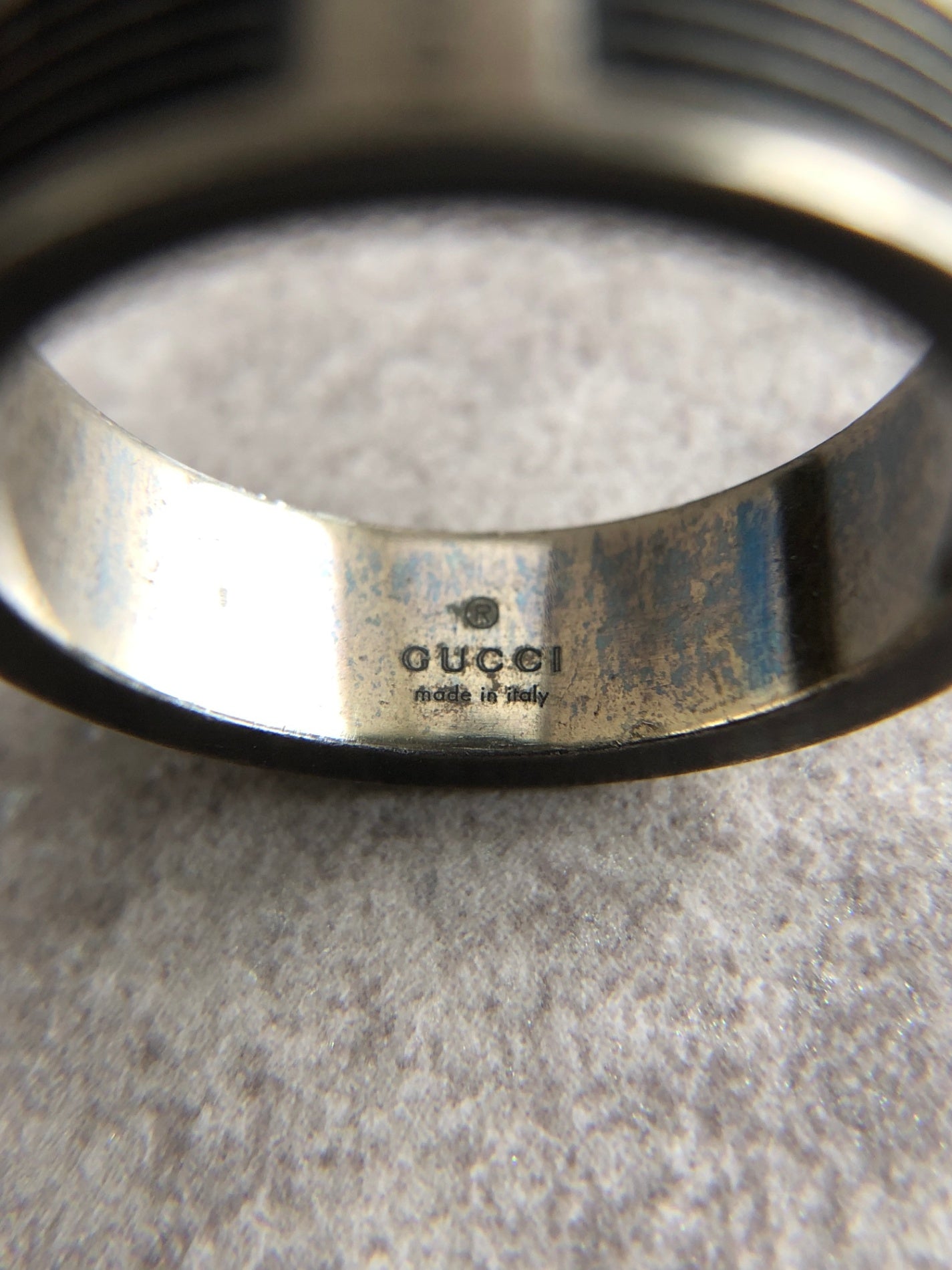 GUCCI Logo Ring Black SILVER925 Vintage zrcfxw