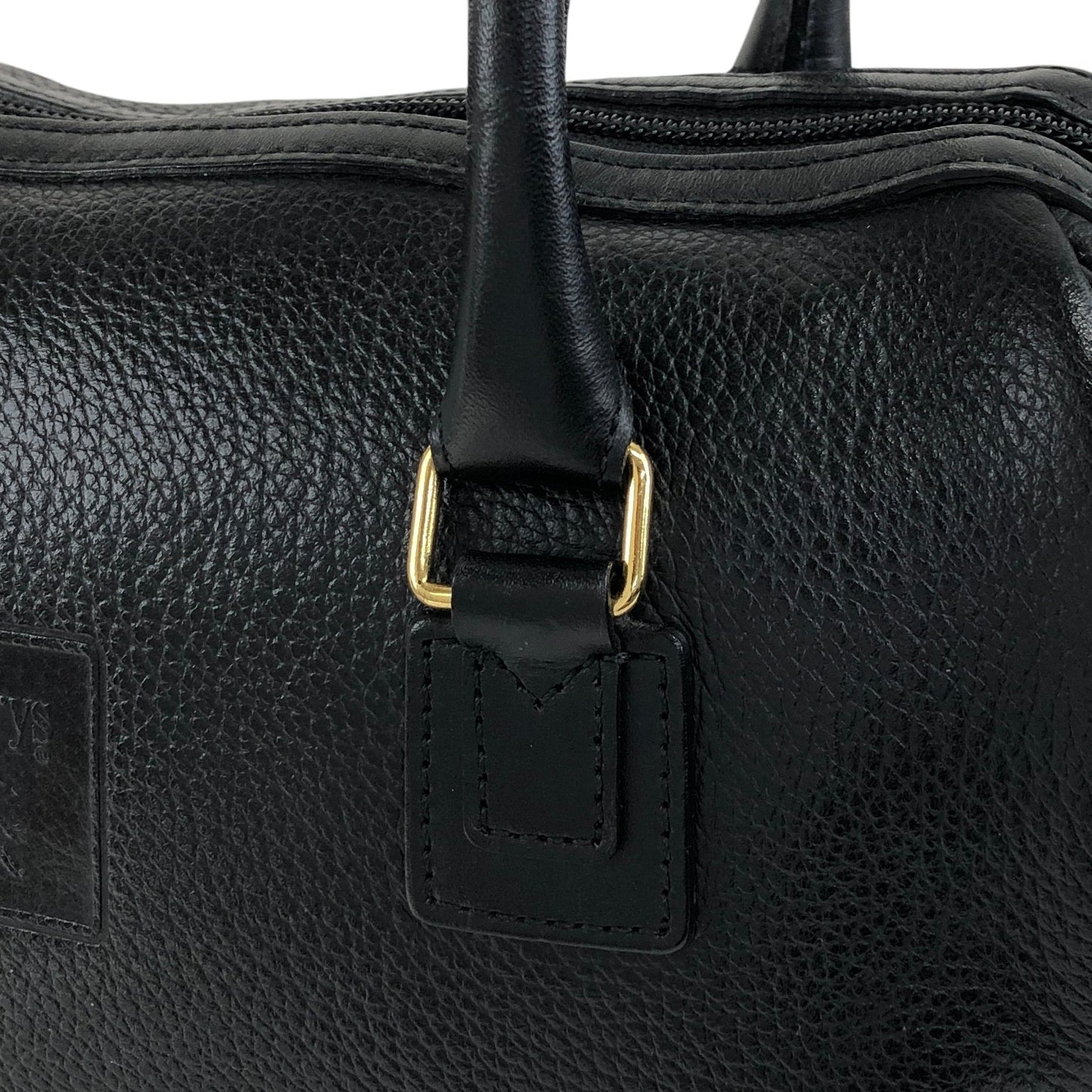 BURBERRY Logo Embossed Handbag Boston bag Black Vintage ybjkpc