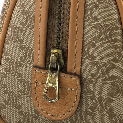 CELINE Macadam Leather Handbag Micro Bostonbag Beige Vintage kr7ig8